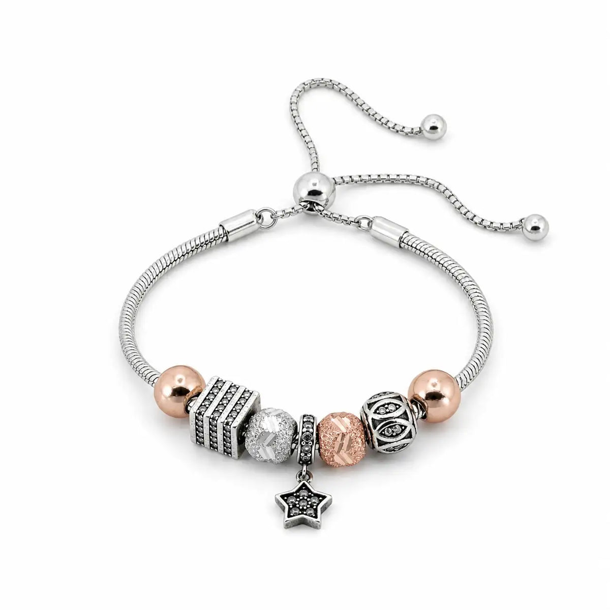 My Set Rose Gold & Rhodium Adjustable Bracelet for Women 4