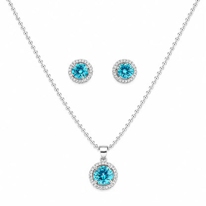 Mystelle Azure Studded Rhodium Pendant Set 4