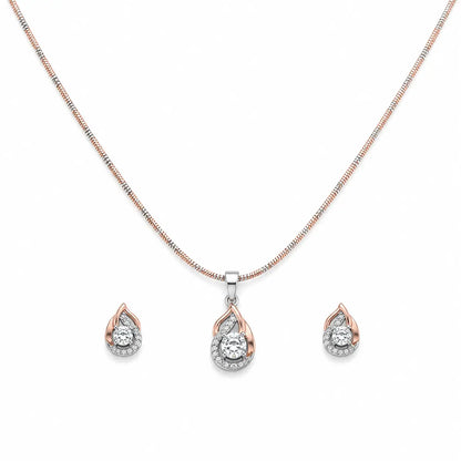 Mystique Studded Rose Gold & Rhodium Pendant Set with Removable Chain 3