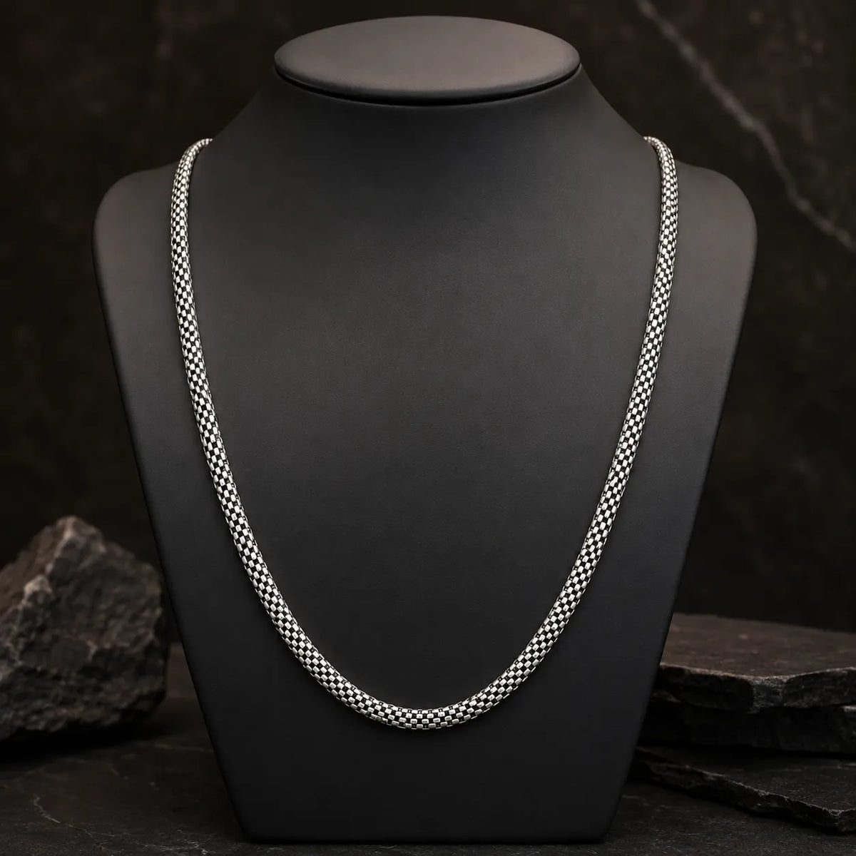 Obsidian Oval Oxidised Chain for Men 1