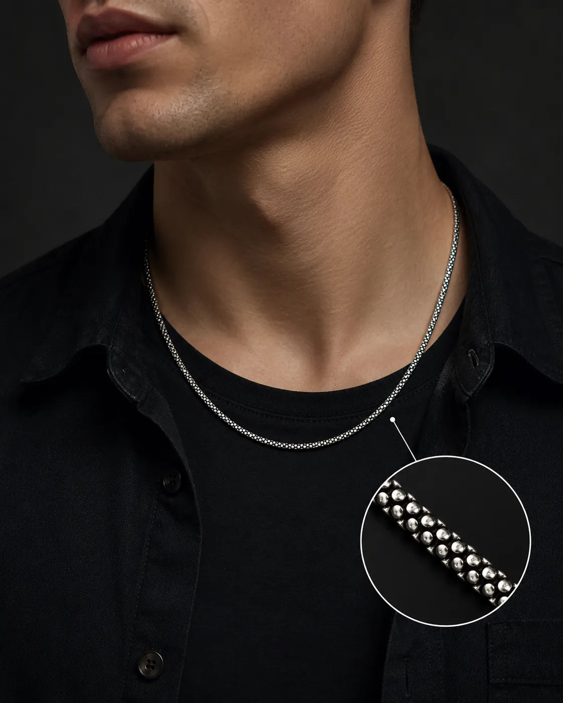 Obsidian Oxidised Chain for Men 2