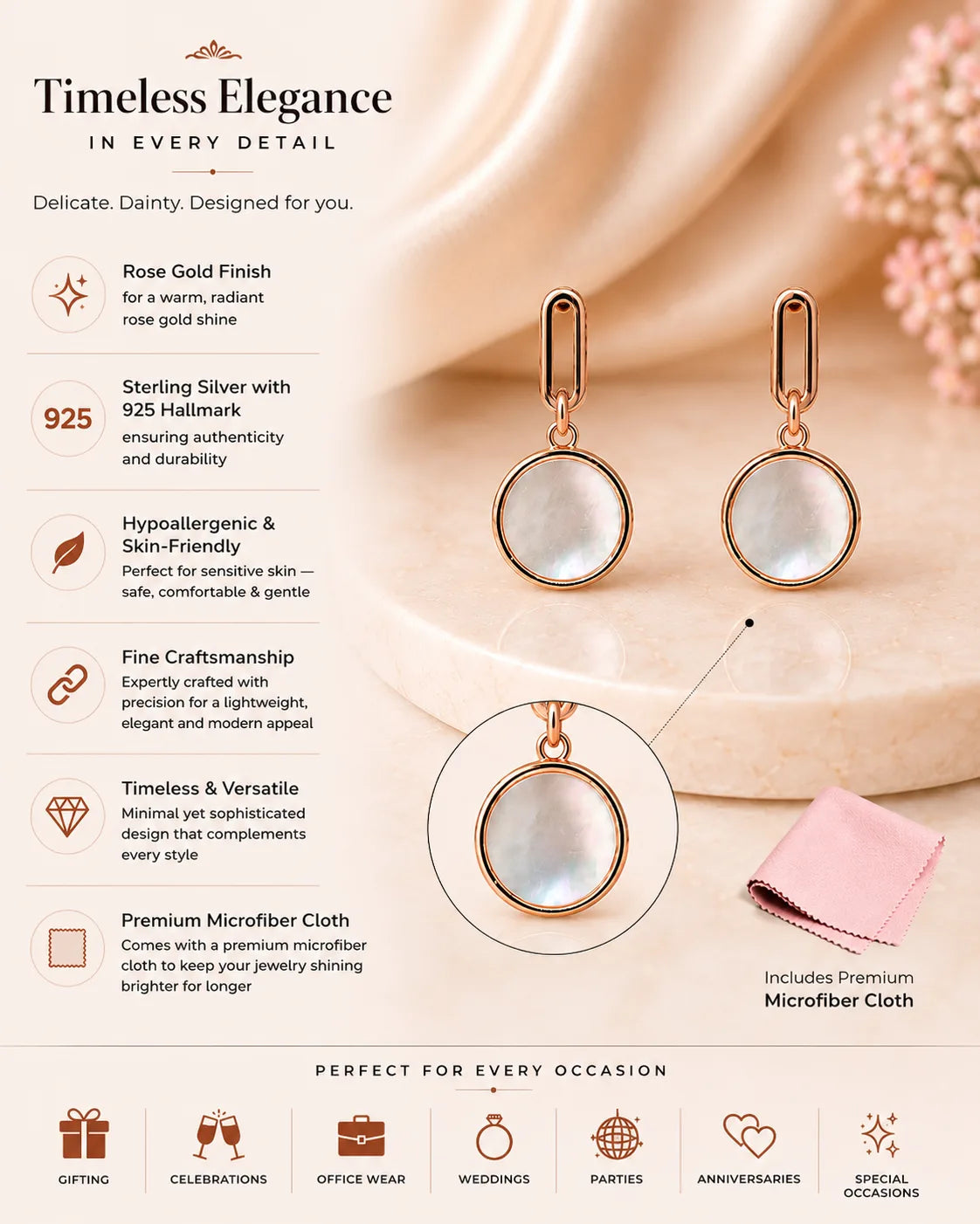 Opella MOP Rose Gold Earrings 3