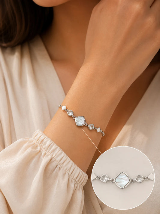 Ophelia MOP Studded Rhodium Bracelet 2
