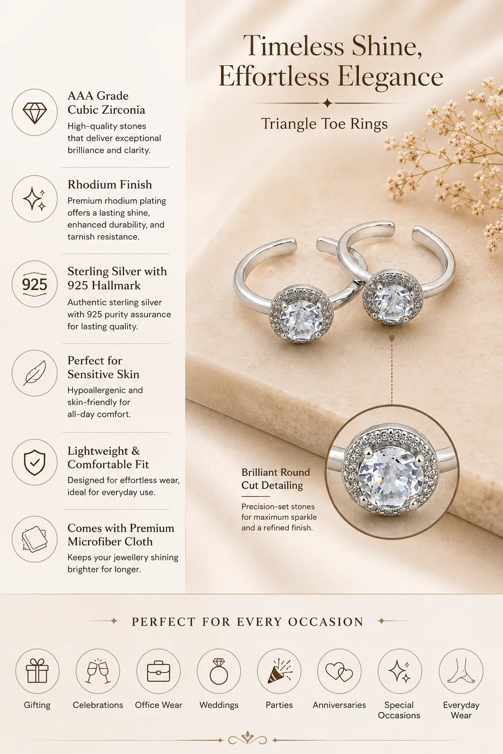 Opulence Rhodium Toe Rings 3