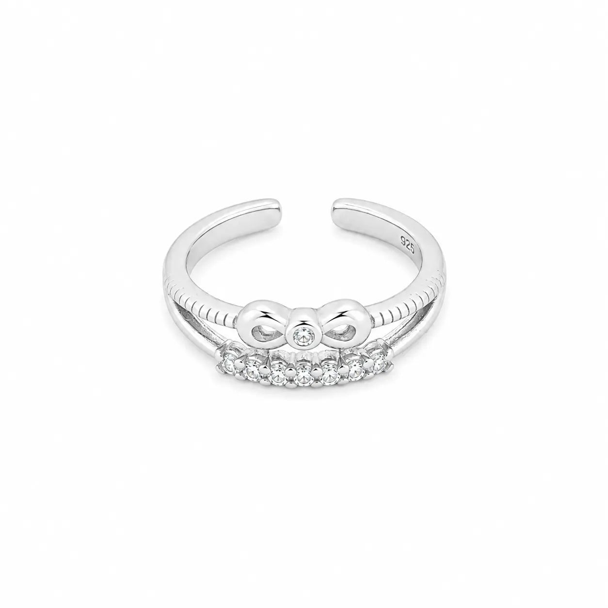 Orchid Studded Rhodium Toe Ring 4