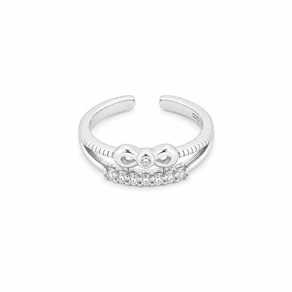 Orchid Studded Rhodium Toe Ring 4