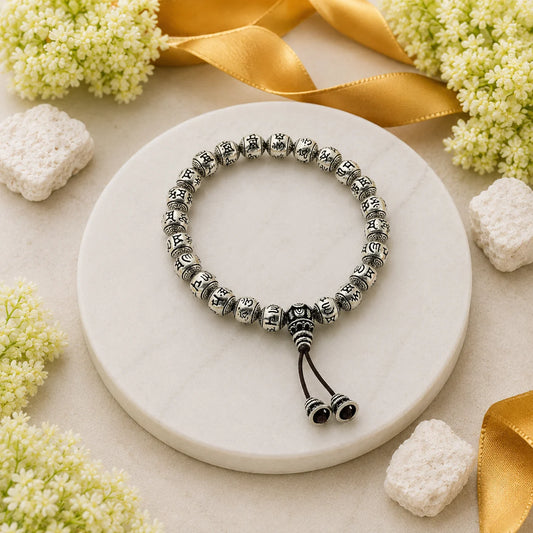 Penance Oxidised Elastic Silver Bracelet 1