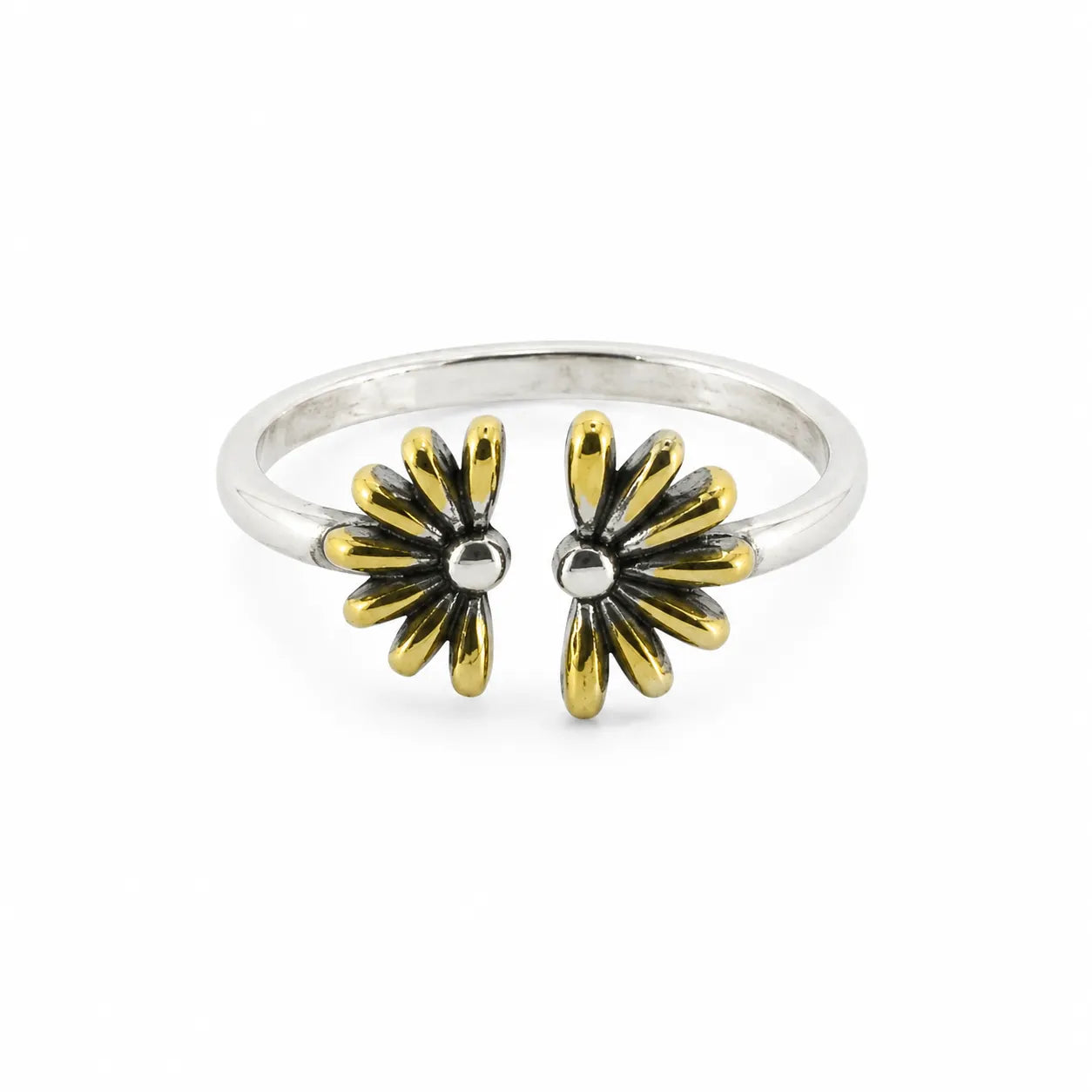 Petals Adjustable Oxidised & Gold Plated Ring for Women 3