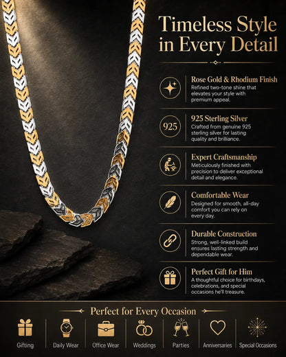 Pharoah Rose Gold & Rhodium Chain for Men 3