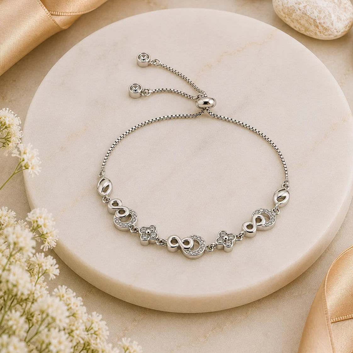 Piece-By-Piece Studded Rhodium Bracelet 1