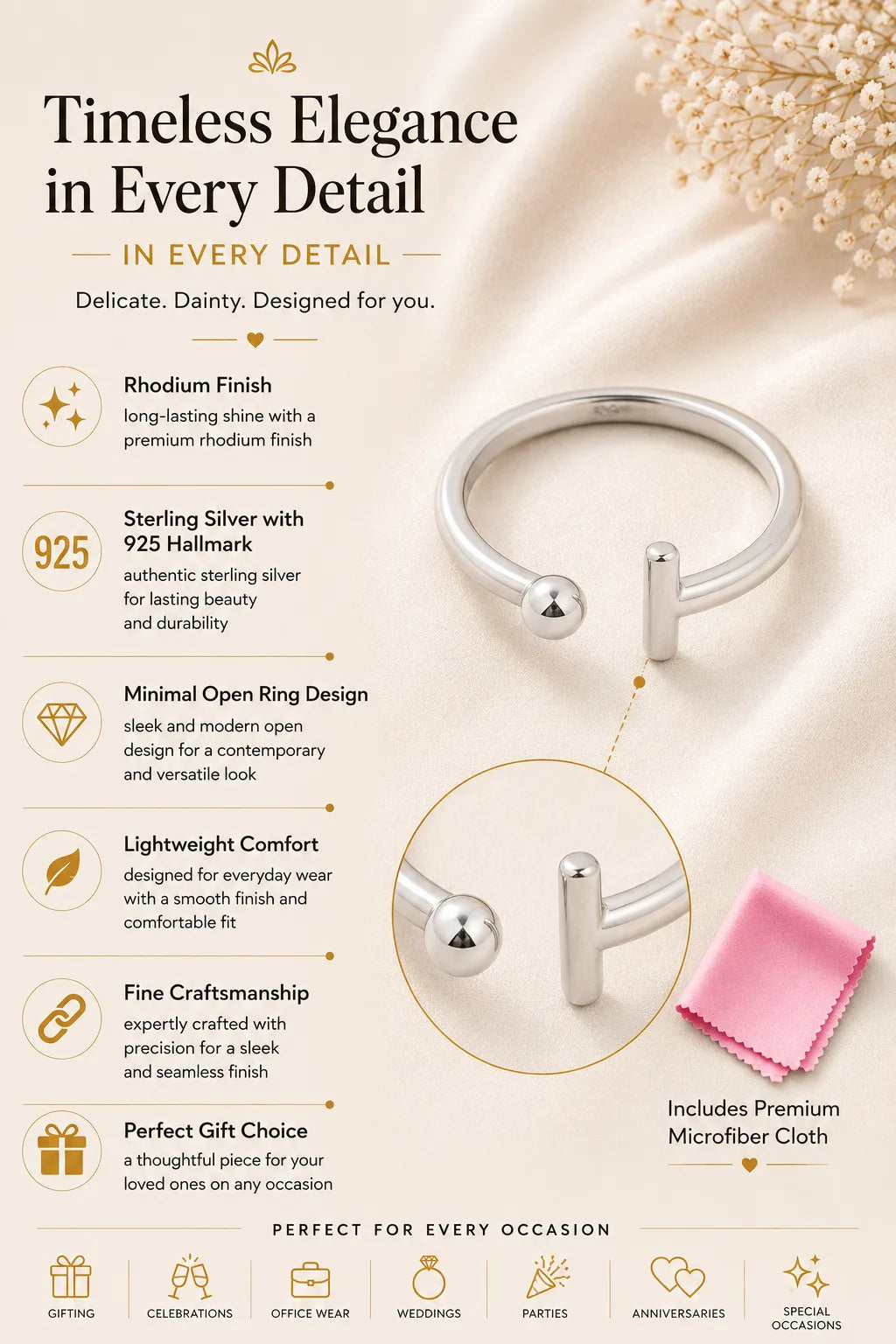 Pieces Rhodium Toe Ring 3