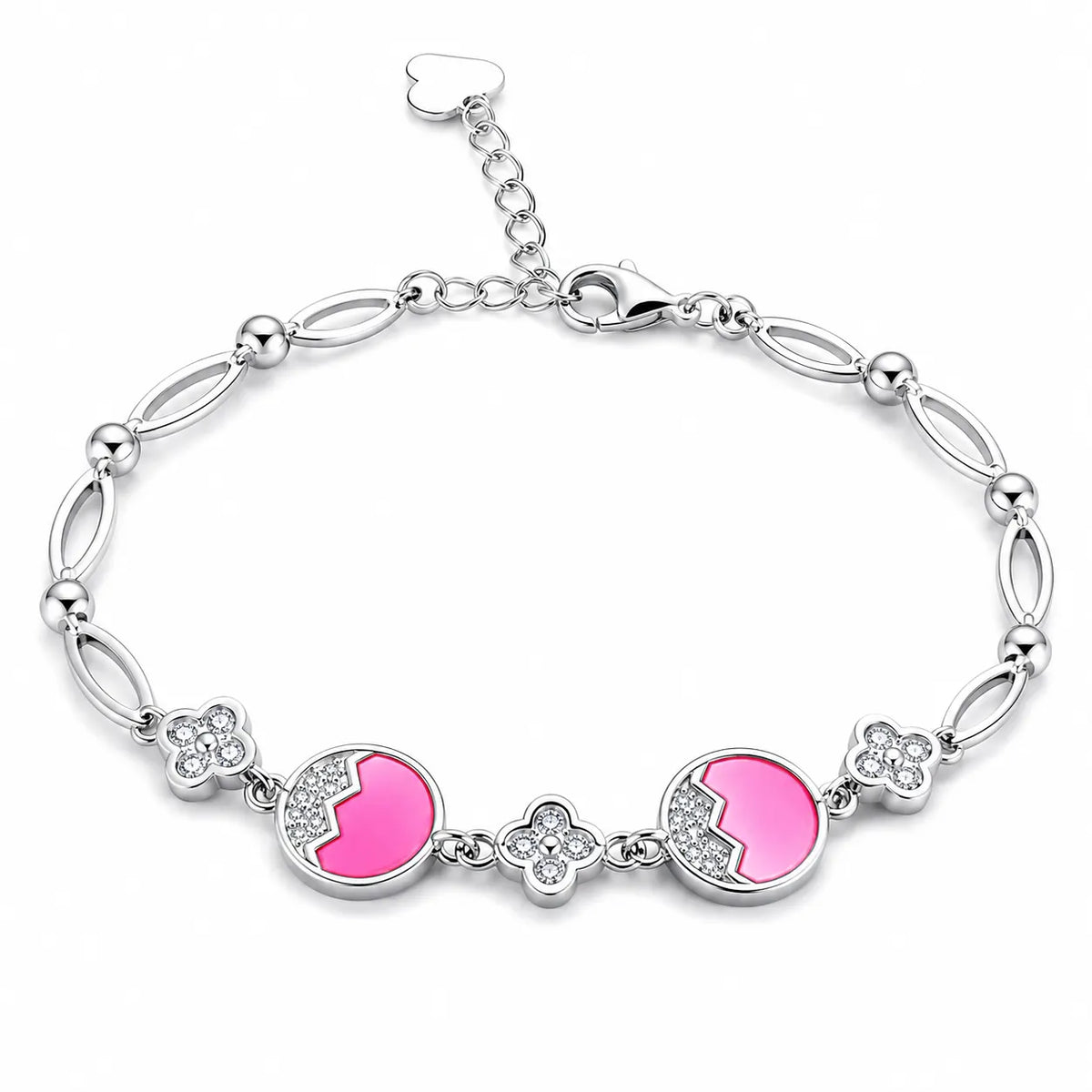 Pink Eye Candy Studded Rhodium Bracelet for Women 4