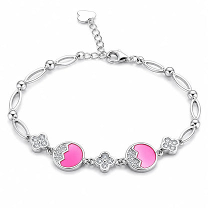 Pink Eye Candy Studded Rhodium Bracelet for Women 4
