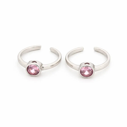 Pink Singularity Rhodium Toe Rings 10