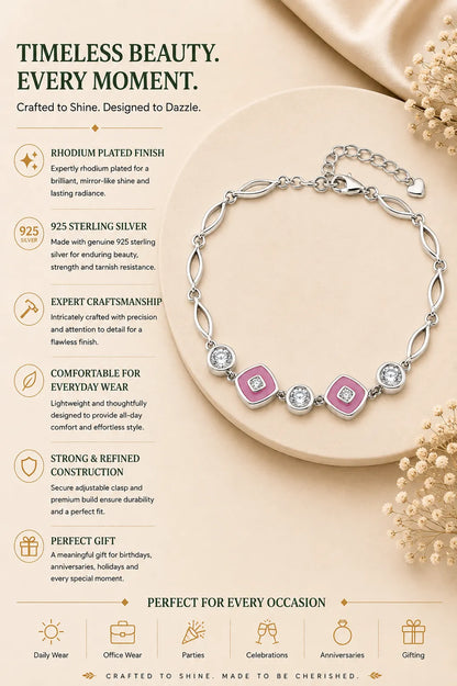 Pink Trinklets Studded Rhodium Bracelet for Women 3