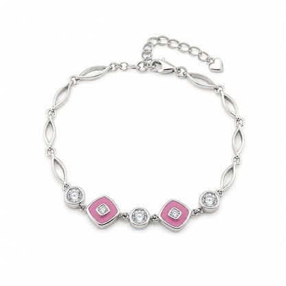 Pink Trinklets Studded Rhodium Bracelet for Women 4