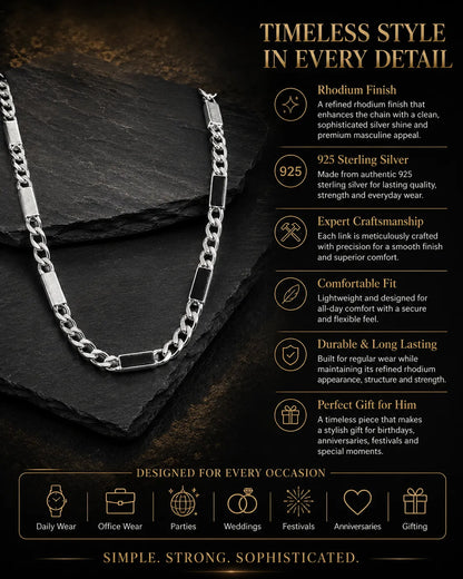 Platinum Sky Chunky Rhodium Plated Chain for Men 3