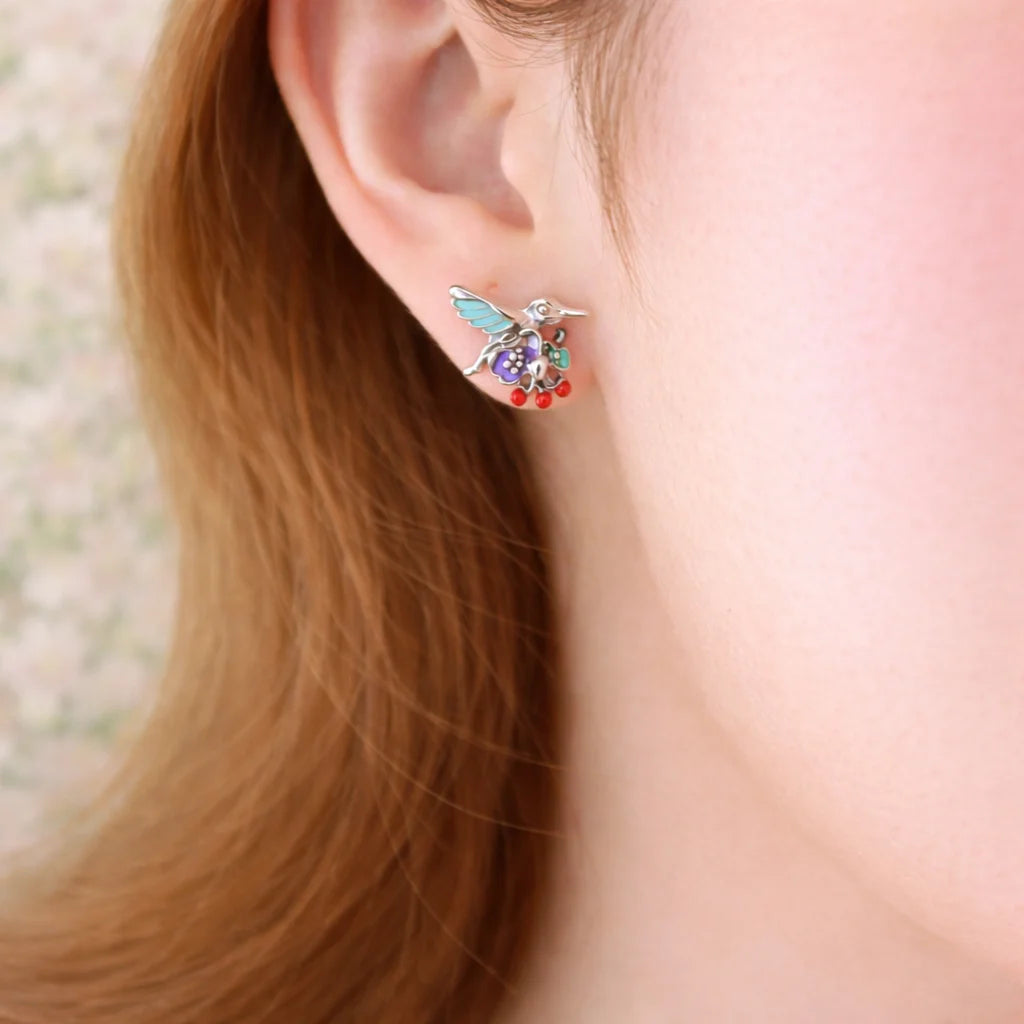 Plume Enamel Rhodium Earrings 12