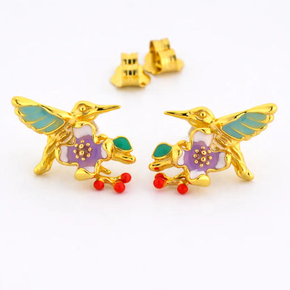 Plume Enamel Rhodium & Gold Earrings 10