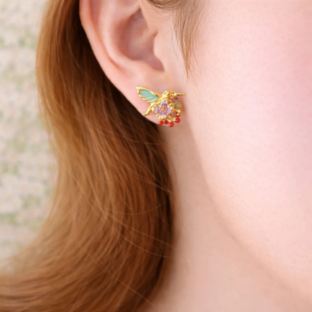 Plume Enamel Rhodium & Gold Earrings 9