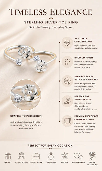 Pollen Rhodium Toe Rings  3