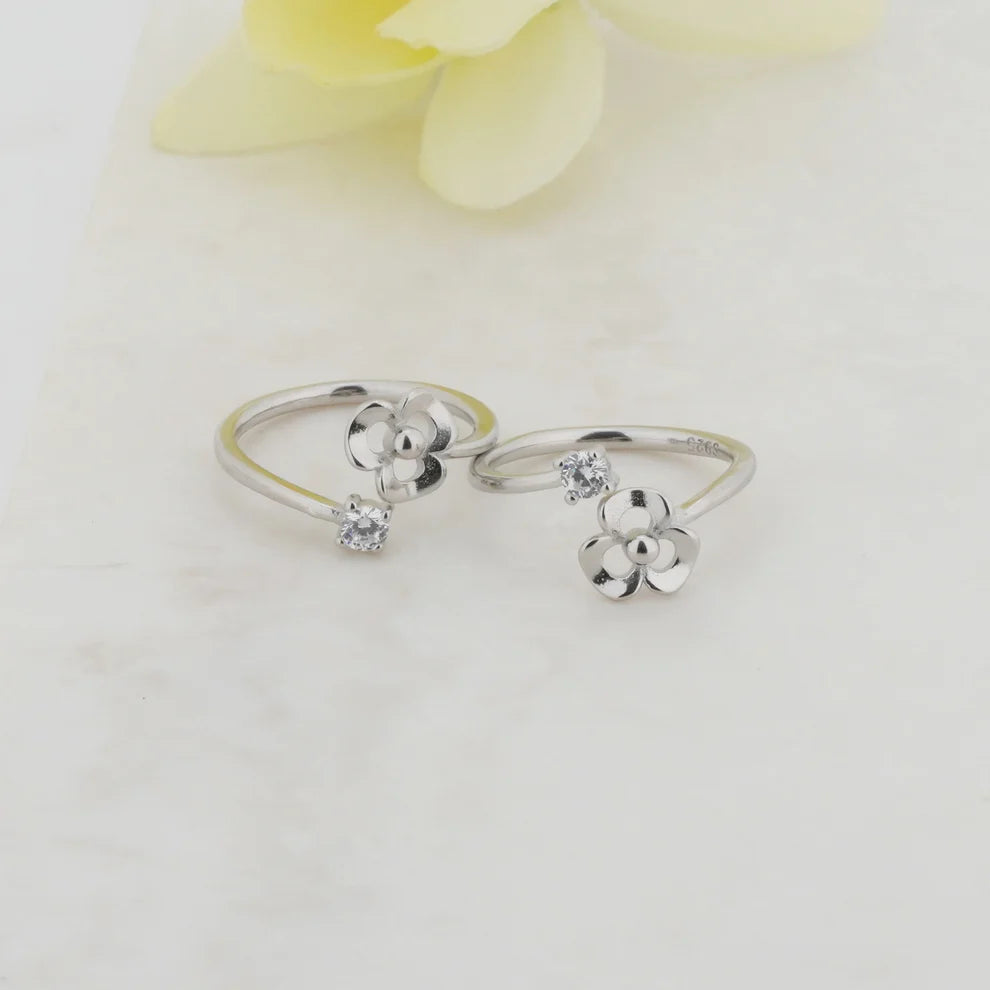 Pollen Rhodium Toe Rings 6