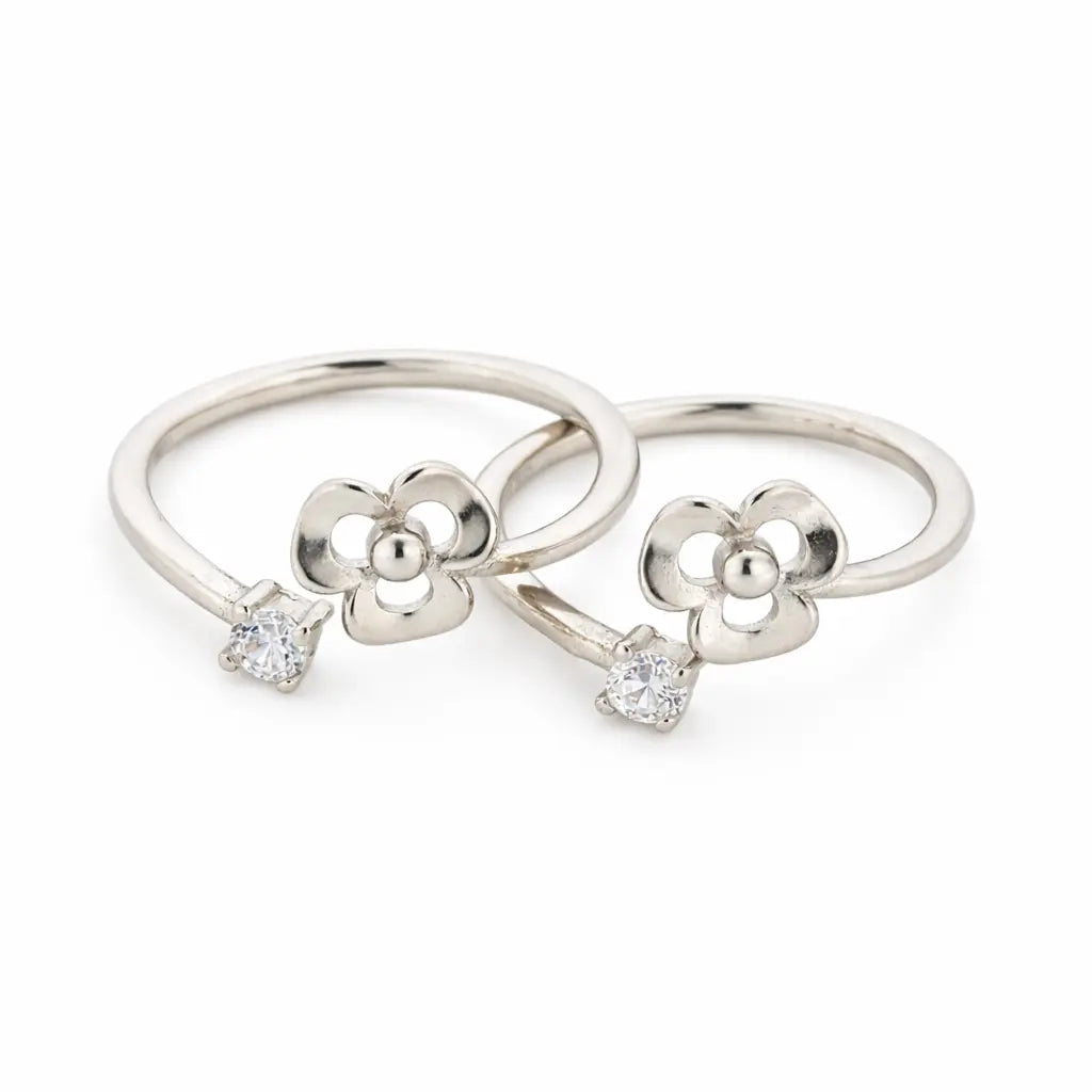 Pollen Rhodium Toe Rings 7