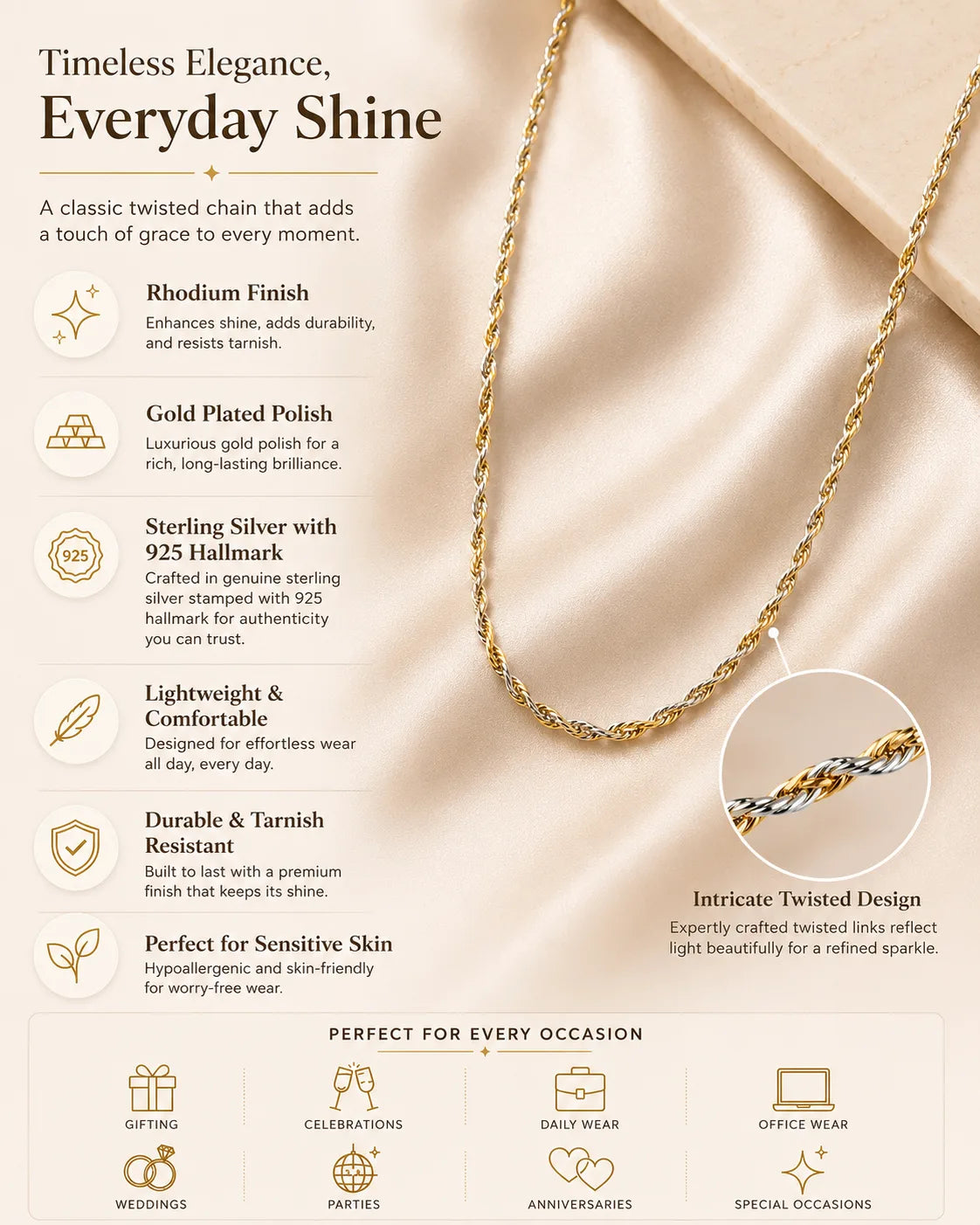 Pristine Rose Gold & Rhodium Necklace 3