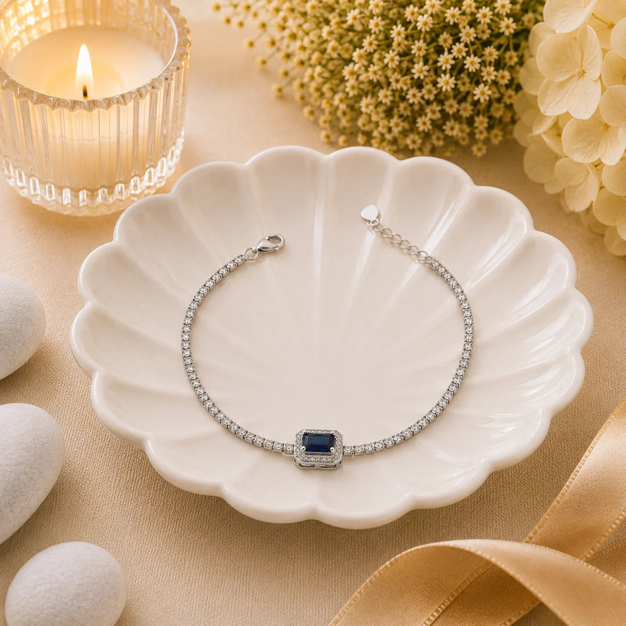 Pure Grace Studded Rhodium Bracelet for Women 1