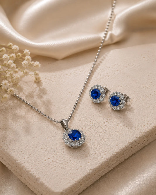 Quintessential Studded Rhodium Pendant Set 1