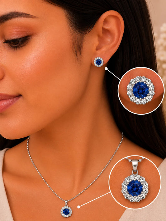 Quintessential Studded Rhodium Pendant Set 2