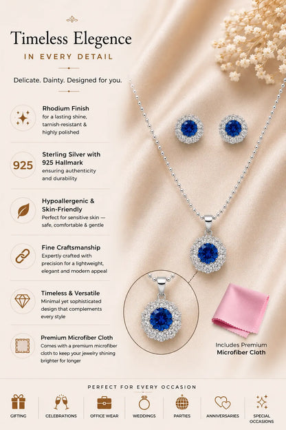 Quintessential Studded Rhodium Pendant Set 3