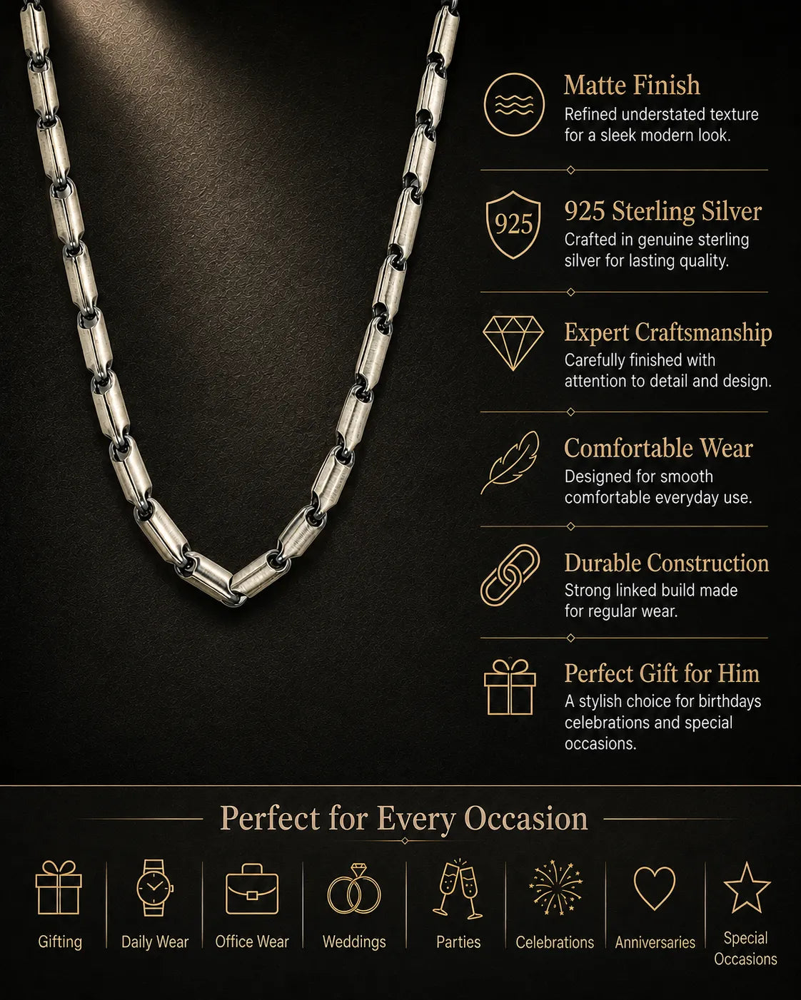 Raven Signature Matte Chain for Men 3