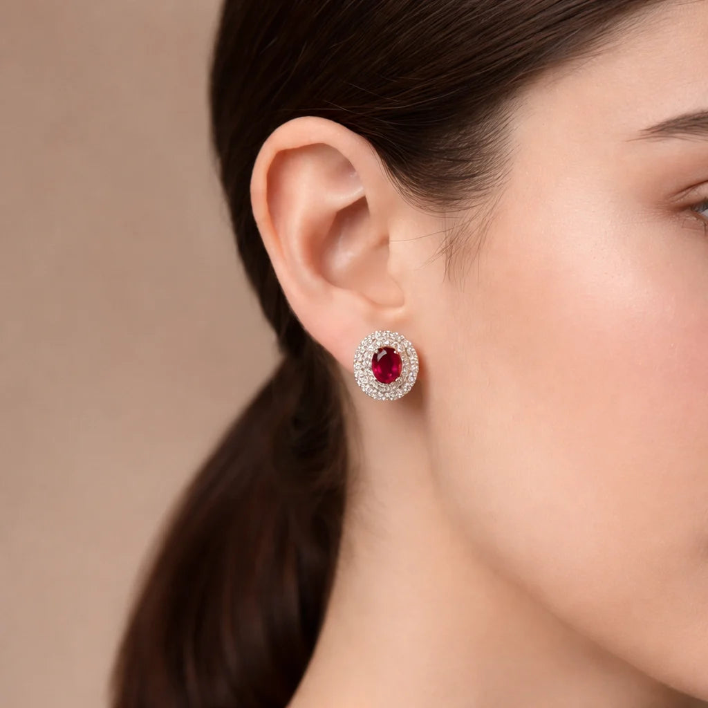 Red Radiance Rhodium Earrings 10