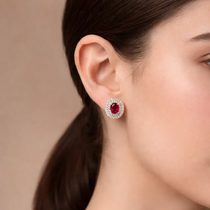 Red Radiance Rhodium Earrings 10
