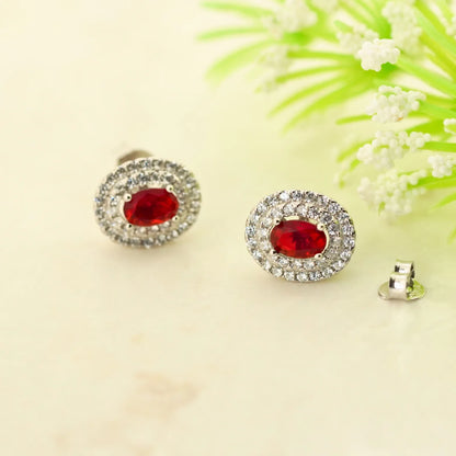 Red Radiance Rhodium Earrings 9