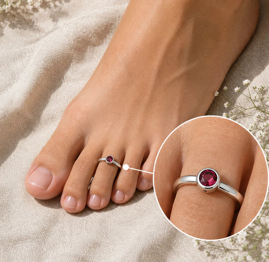 Red Singularity Rhodium Toe Rings 2