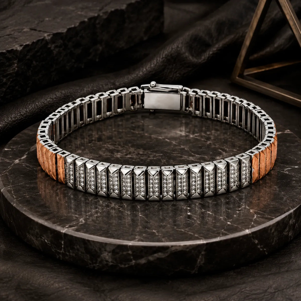 Revel Rose Gold Studded Bracelet for Men 1