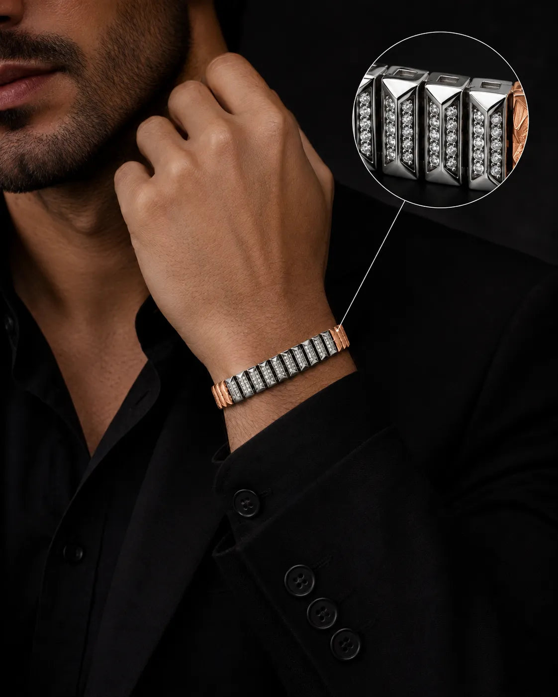 Revel Rose Gold Studded Bracelet for Men 2