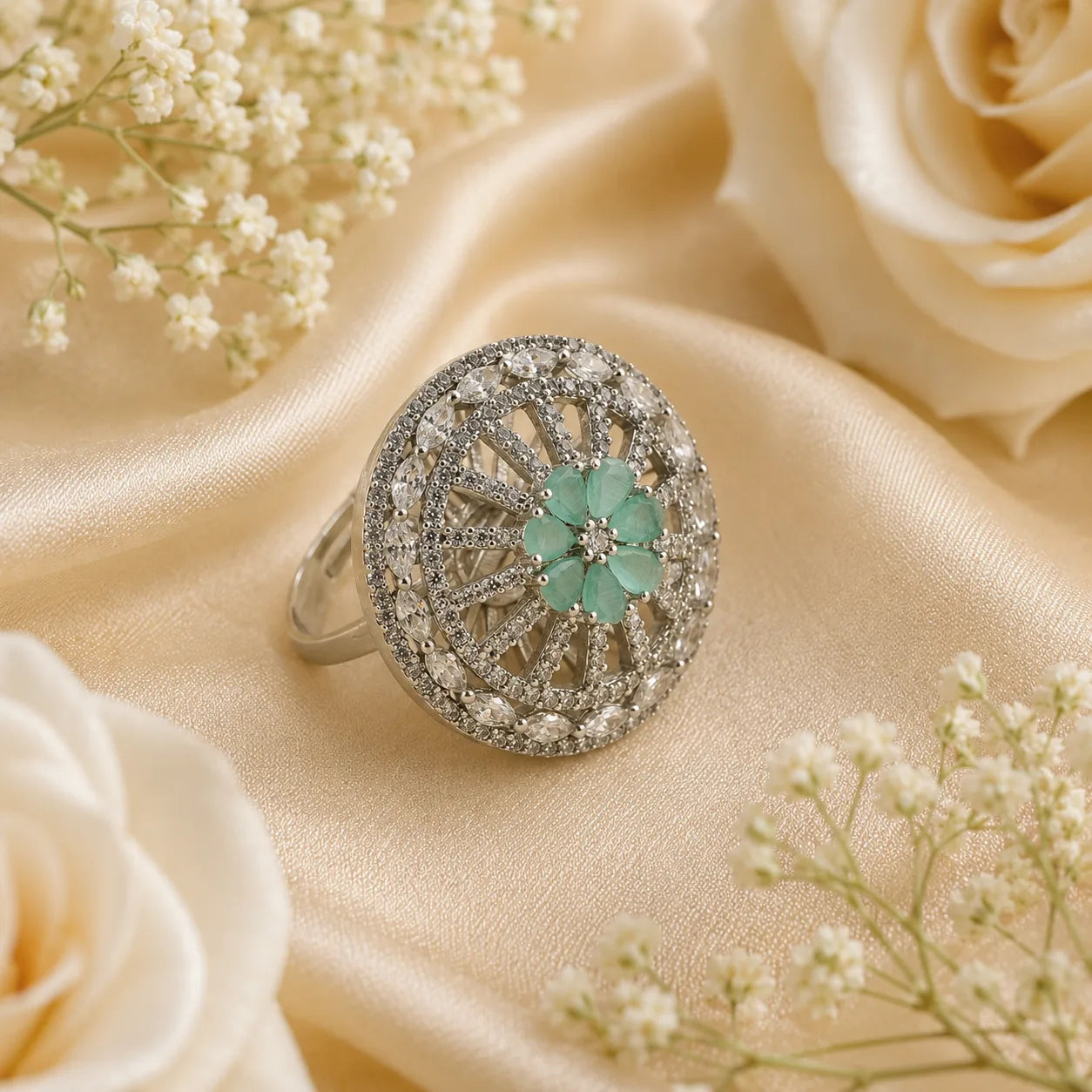 Reverie Adjustable Studded Cocktail Ring for Women 1