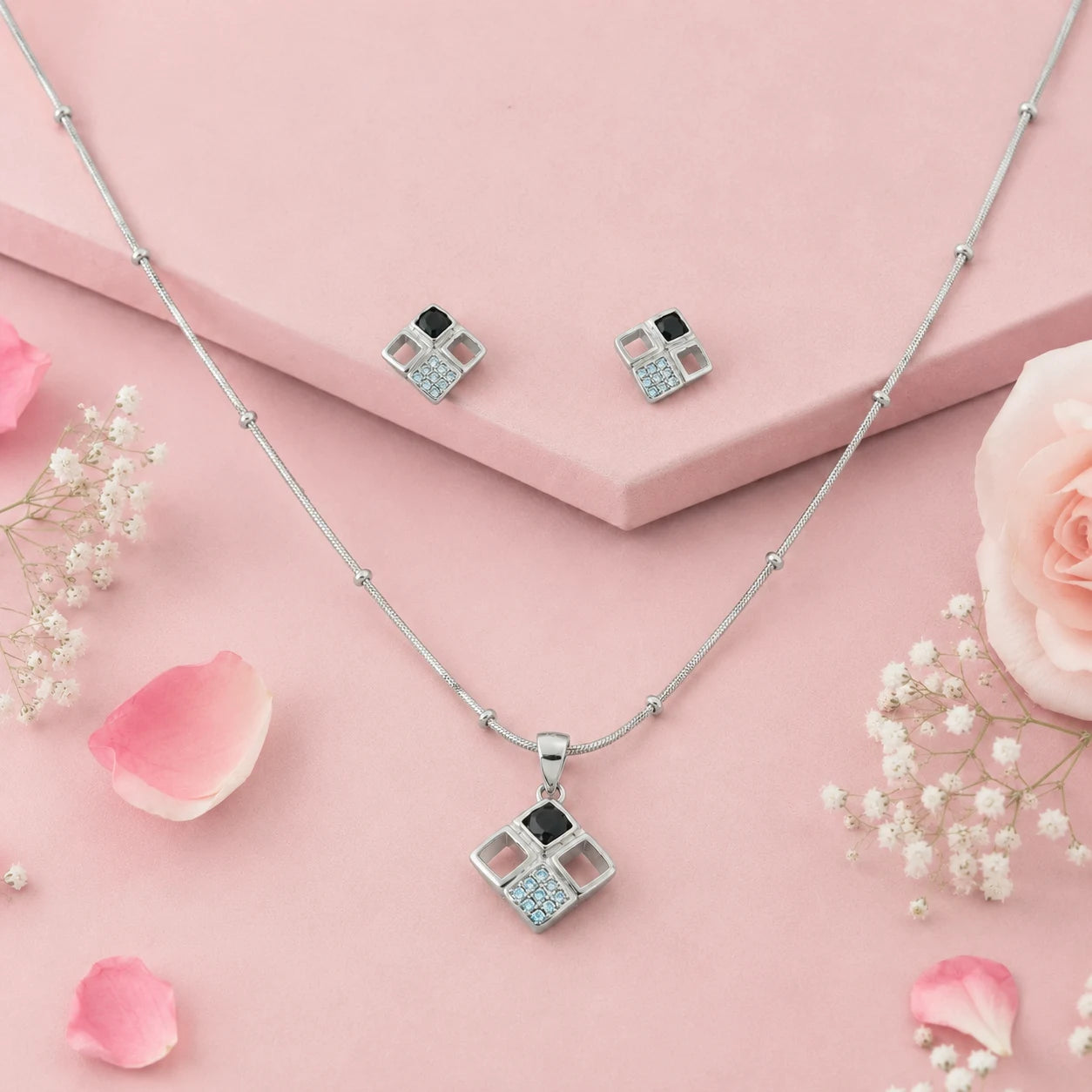 Richness Studded Pendant Set with Removable Lancer Snake Chain 1