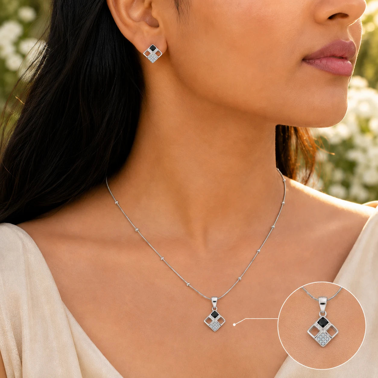 Richness Studded Pendant Set with Removable Lancer Snake Chain 2
