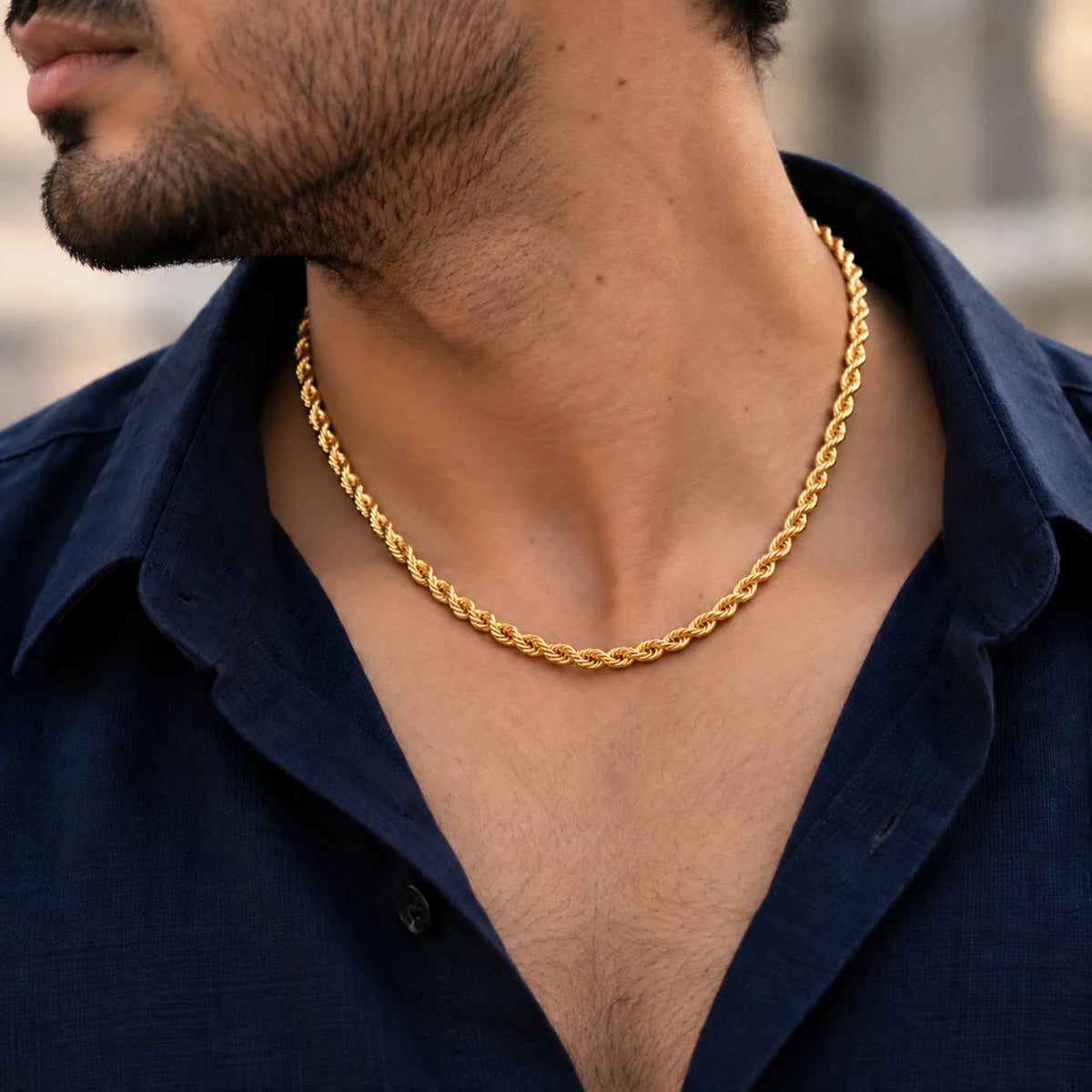 Rope Gold Chain for Men 3