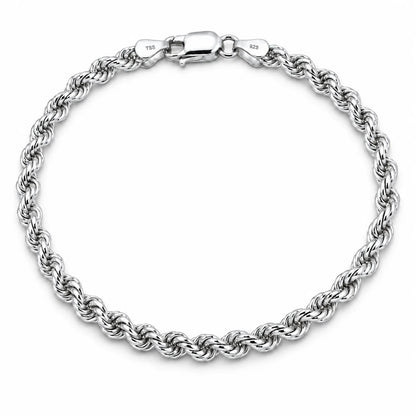 Rope Rhodium Bracelet for Men