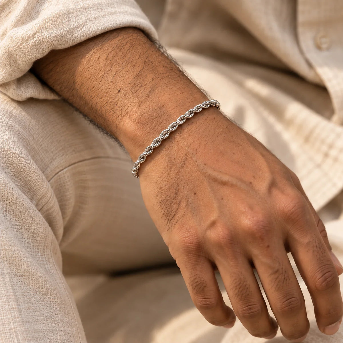 Rope Rhodium Bracelet for Men 2