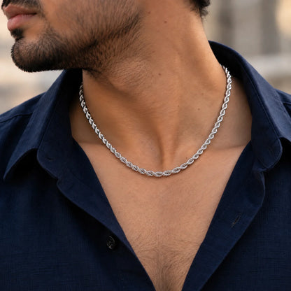 Rope Rhodium Chain for Men 3