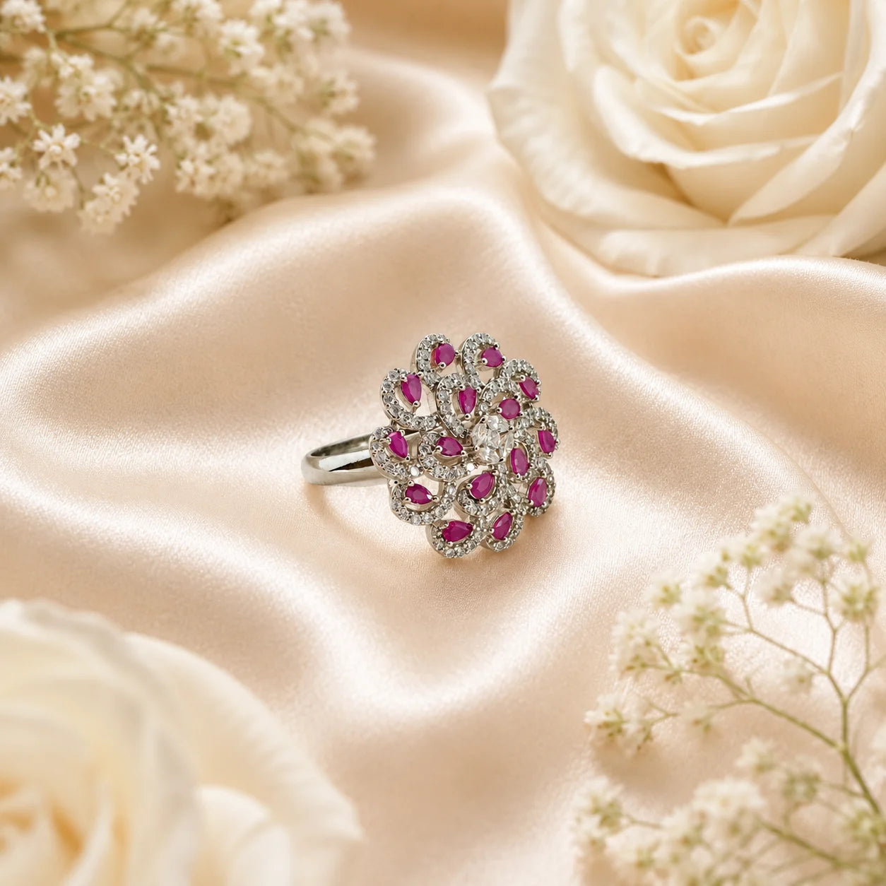 Rosella Adjustable Studded Cocktail Ring for Women 1