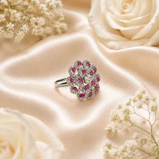 Rosella Adjustable Studded Cocktail Ring for Women 1