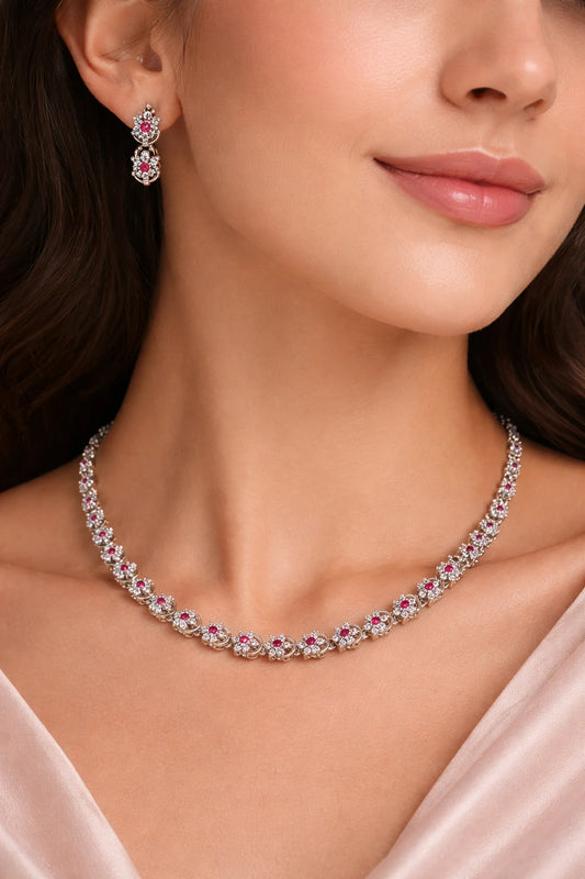 Rosella Rhodium Necklace Set 2