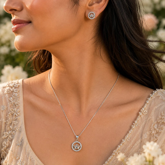 Royalty Studded Pendant Set with Removable Box Chain 2
